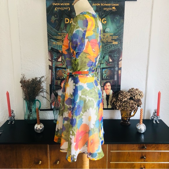 Vintage 1960’s Floral Puff Sleeve Dress Sixties Retro - Picture 2 of 6